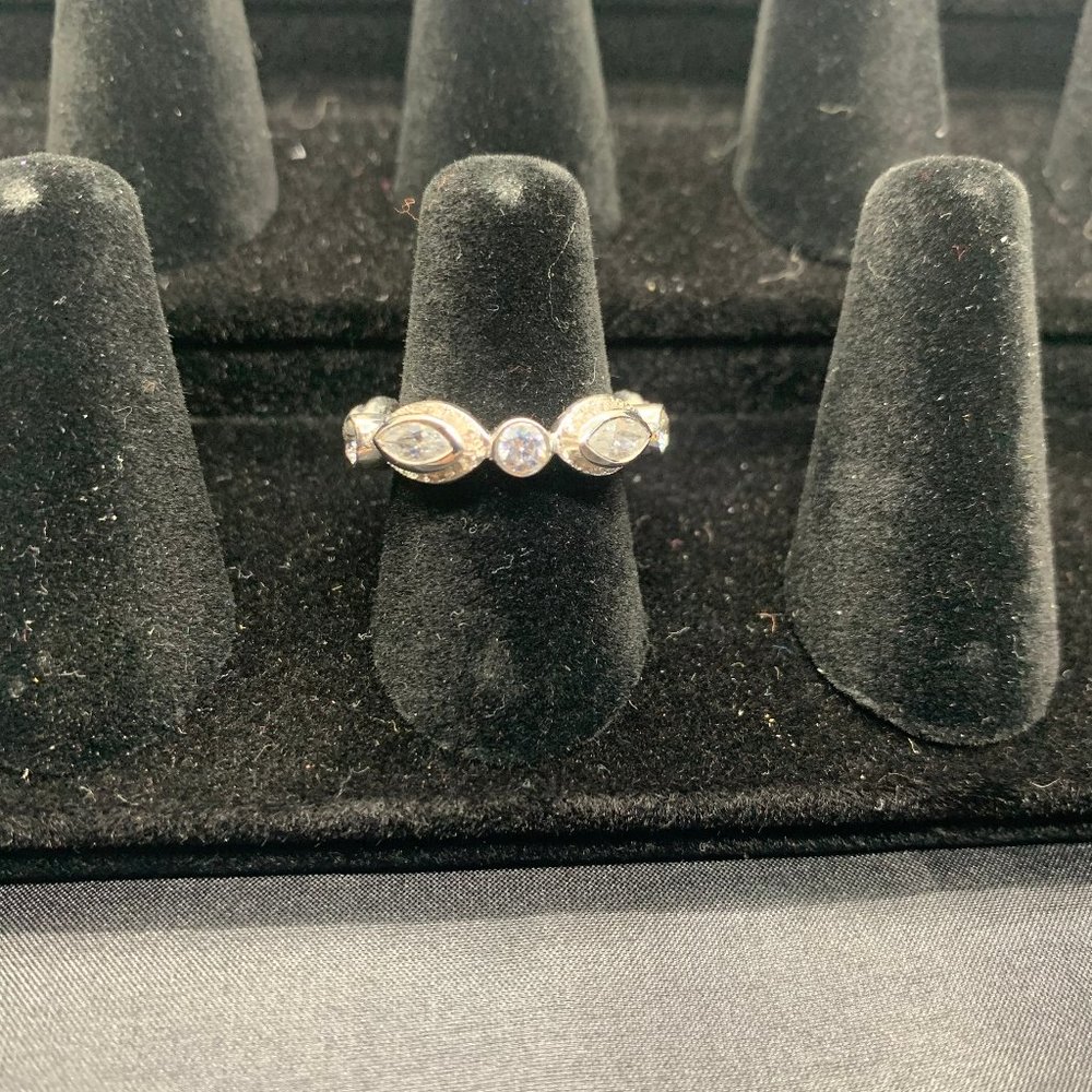 Melinda Maria Silver Oval and Crystal Band